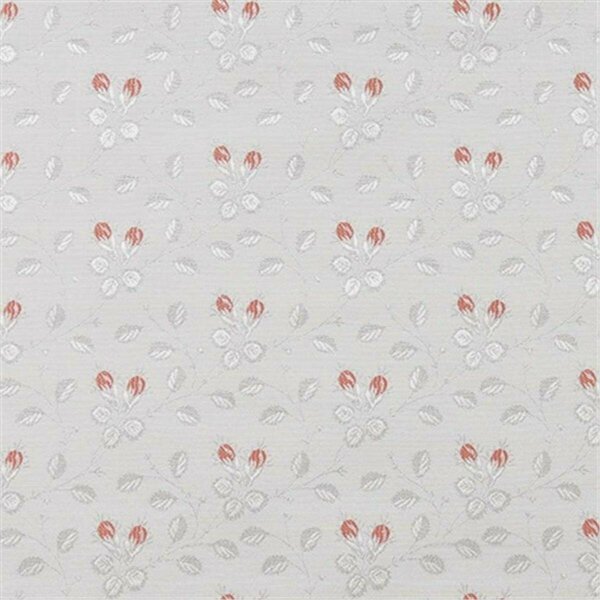 Fine-Line 54 in. Wide Silver- White And Mahogany Red- Floral Brocade Upholstery Fabric FI3463422